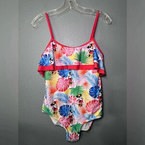 Disney Minnie Mouse women’s One Piece Bathing Suit Sz LG Multicolor UPF 50+ EUC